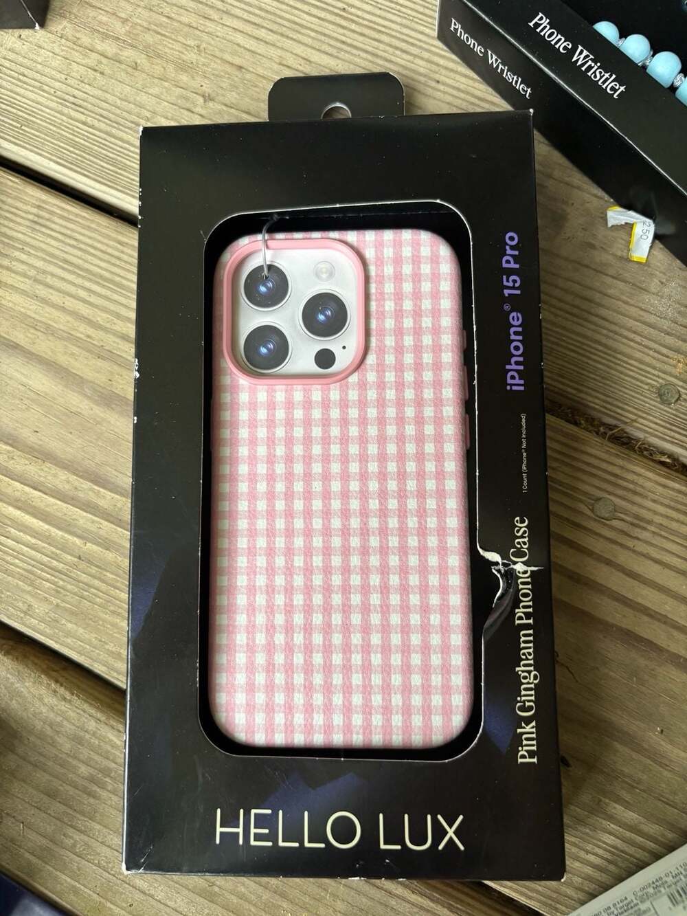 Hello Lux Pink Gingham Phone Case for iPhone 15 Pro